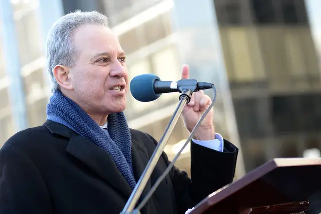 Eric Schneiderman at a "Time's Up" rally in New York earlier this year